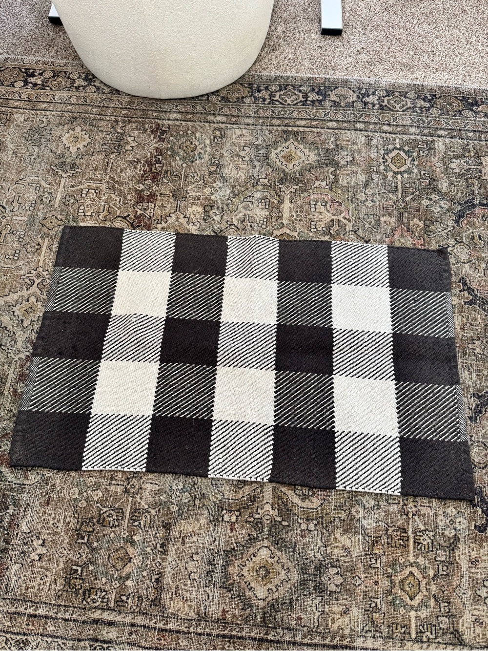 Black and White Buffalo Check Accent Rug - Unbranded